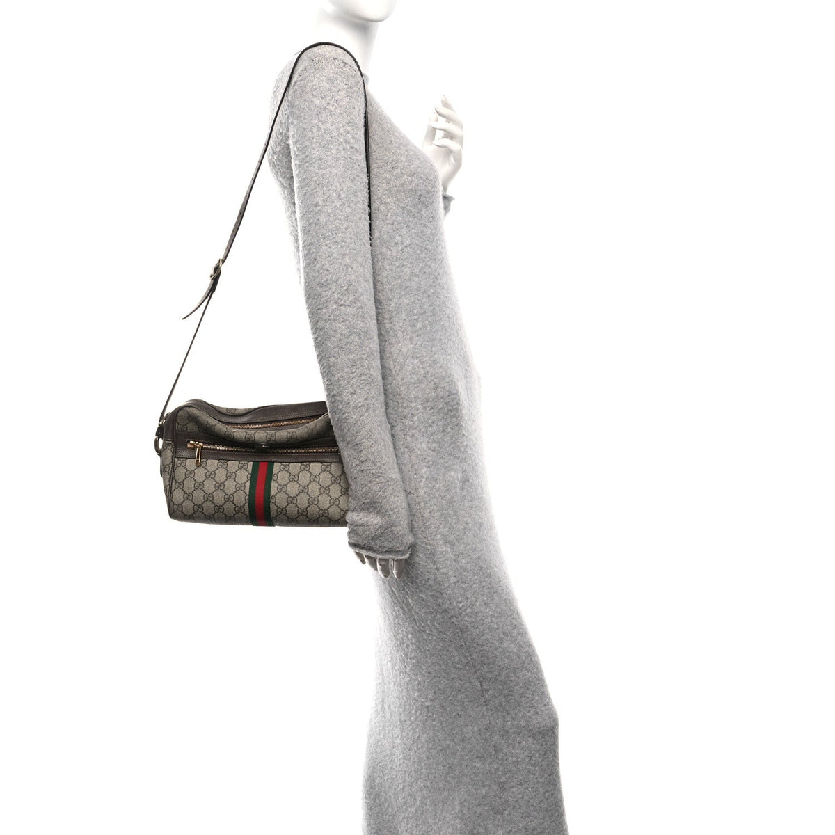 GG Supreme Monogram Web Small Ophidia Shoulder Bag Brown product image 2, provided for visual reference and product detail
