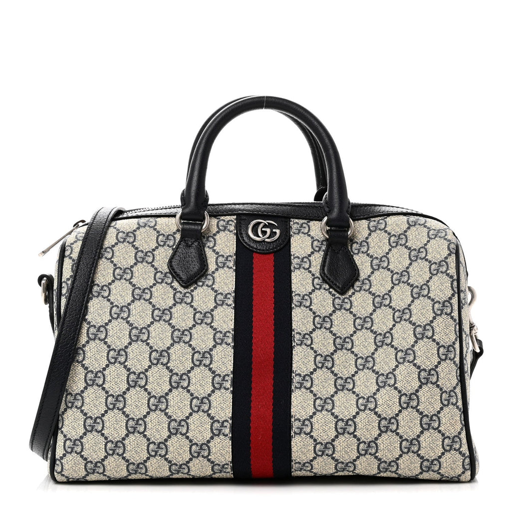 GG Supreme Monogram Web Medium Ophidia Top Handle Bag Beige Blue product image 1, provided for visual reference and product