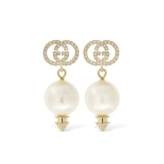 Gucci Double Pearl Pendant 18K Gold Earrings product image 1, provided for visual reference and product detail review