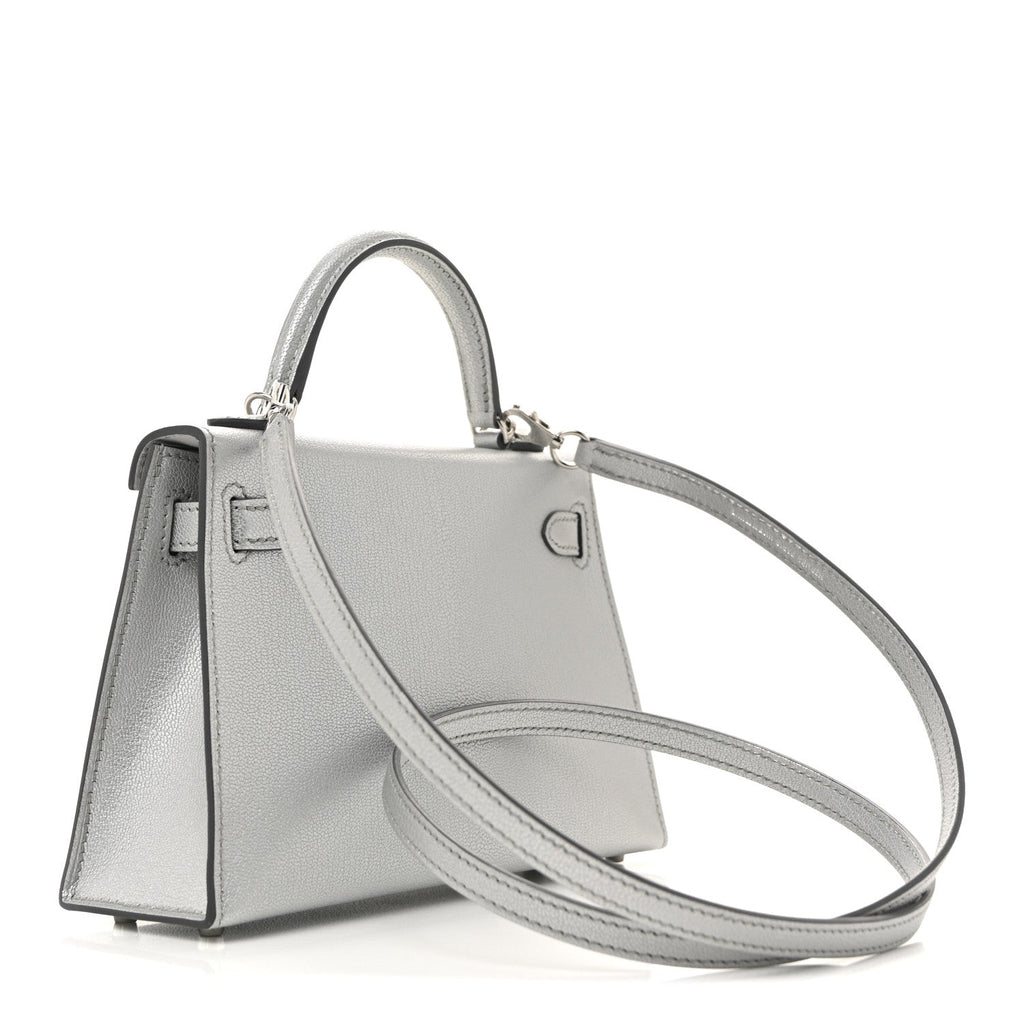 Metallic Chevre Chamkilight Mini Kelly Sellier 20 Argent product image 3, provided for visual reference and product detail