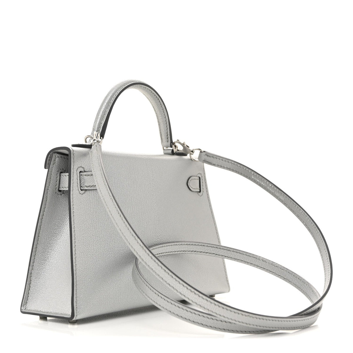 Metallic Chevre Chamkilight Mini Kelly Sellier 20 Argent product image 3, provided for visual reference and product detail