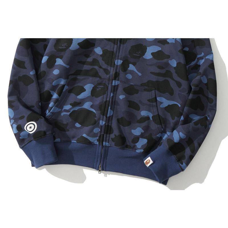 Bathing Ape Jacket Spring Fashion Brand Double Hood Camouflage Cardigan Zipper Sweater Coat for Men and Women product image