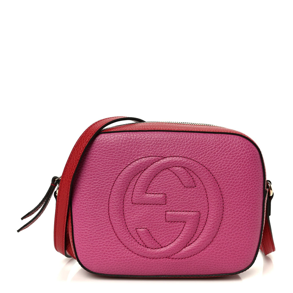 Dollar Calfskin Bi-Color Small Soho Disco Bag New Rosette Hibiscus Red product image 1, provided for visual reference and
