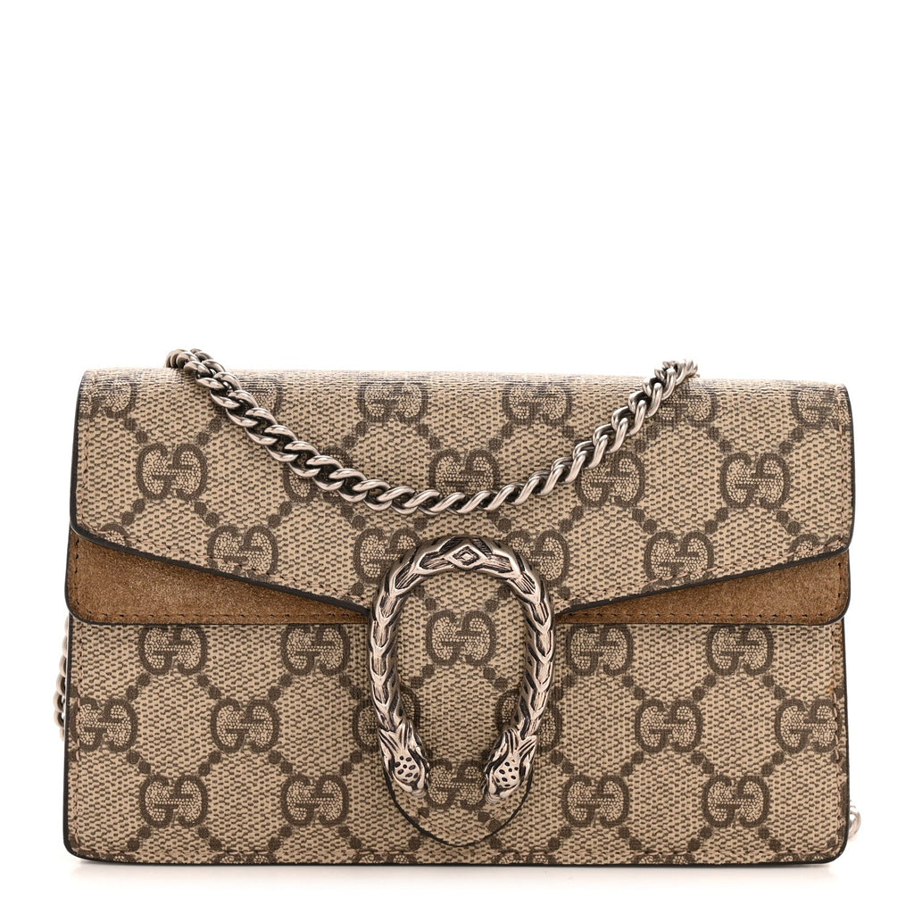 GG Supreme Monogram Super Mini Dionysus Shoulder Bag Taupe product image 1, provided for visual reference and product detail