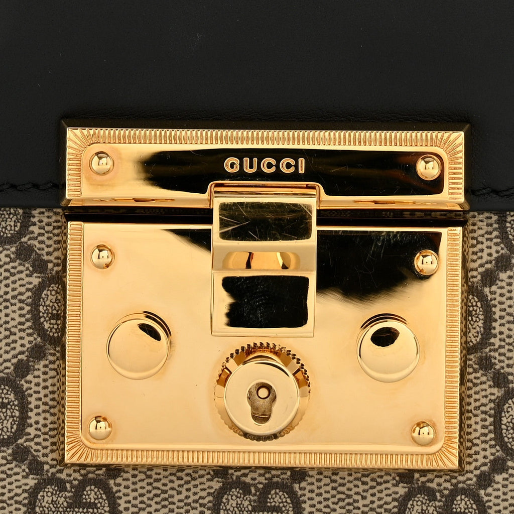 GG Supreme Monogram Calfskin Small Padlock Shoulder Bag Beige Black Cuir product image 12, provided for visual reference and