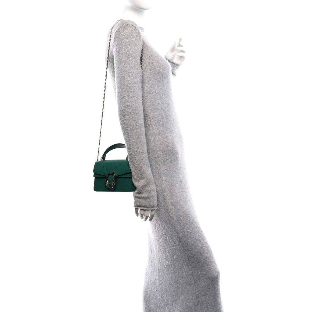 Dollar Calfskin Crystal Mini Dionysus Top Handle Bag Emerald product image 2, provided for visual reference and product