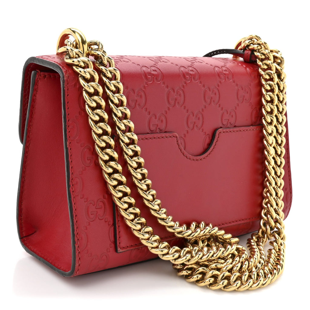 Guccissima Small Padlock Shoulder Bag Hibiscus Red product image 3, provided for visual reference and product detail review