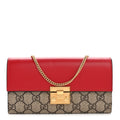 GG Supreme Monogram Moon Calfskin Padlock Continental Chain Wallet Beige Ebony Hibiscus Red New Rosette product image 1,