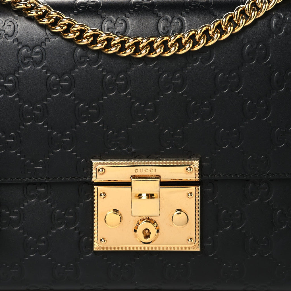 Guccissima Medium Padlock Shoulder Bag Black product image 8, provided for visual reference and product detail review
