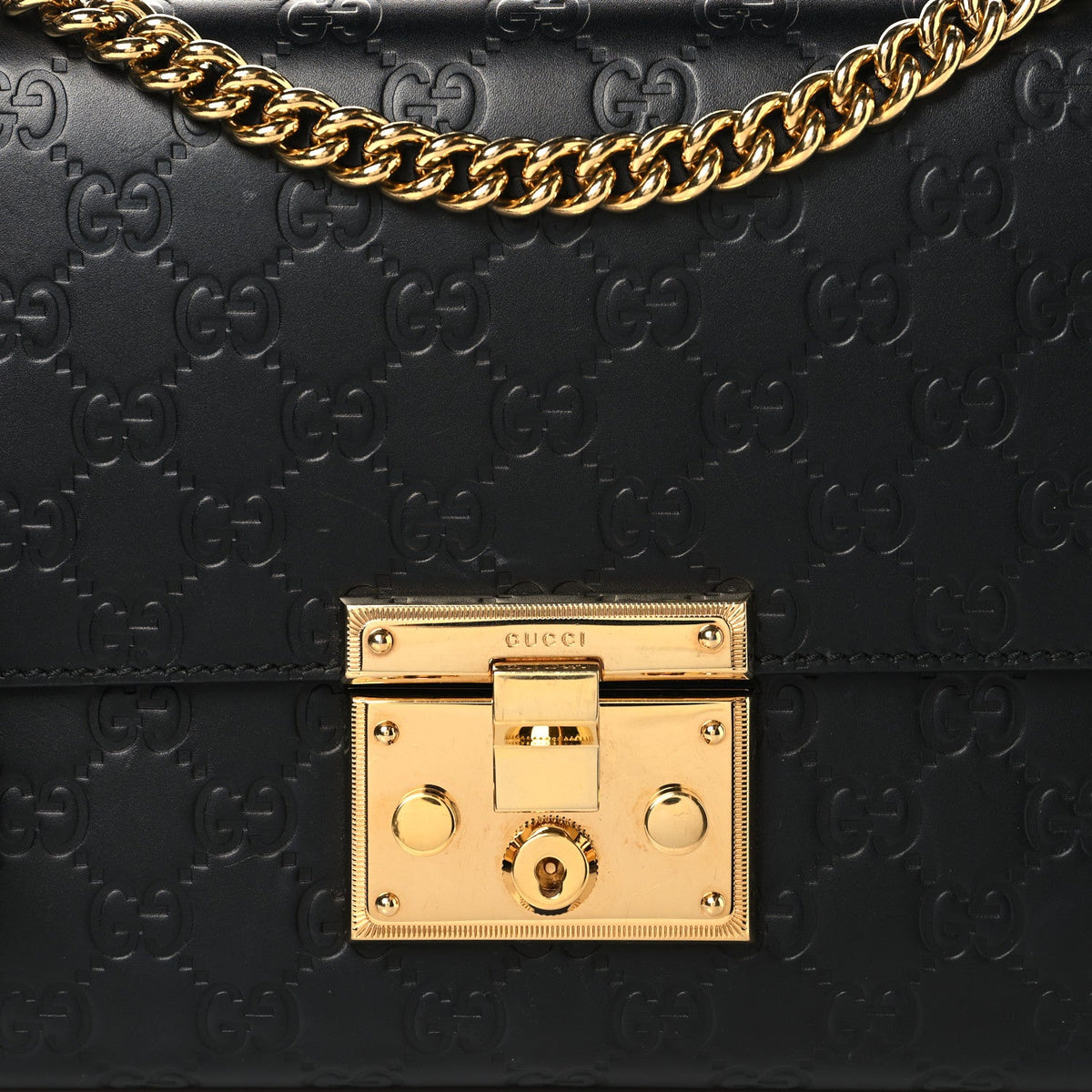 Guccissima Medium Padlock Shoulder Bag Black product image 8, provided for visual reference and product detail review