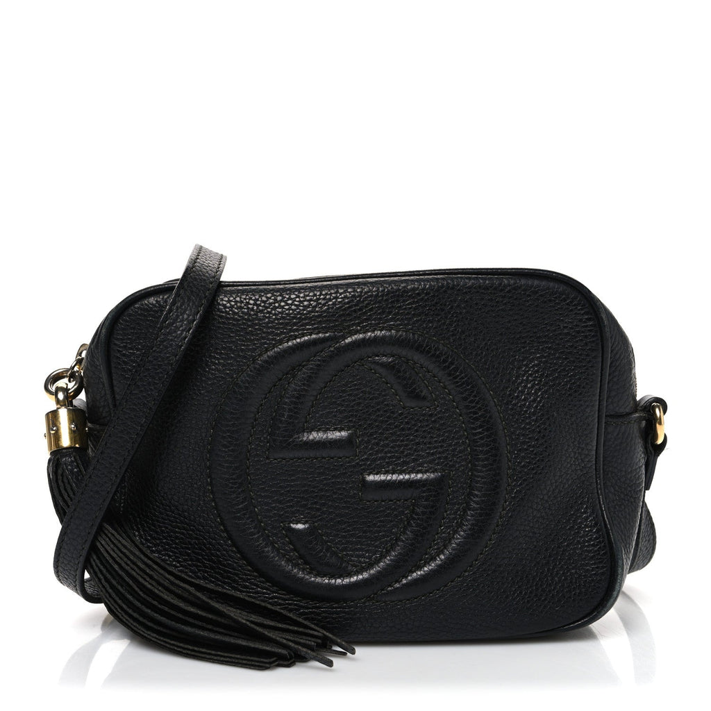 Pebbled Calfskin Small Soho Disco Bag Black product image 1, provided for visual reference and product detail review
