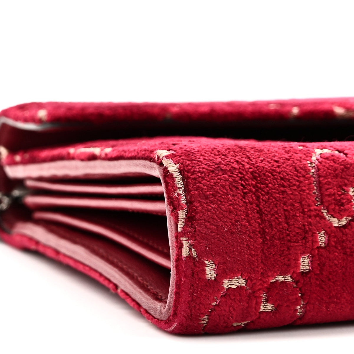 Velvet GG Monogram Mini Dionysus Chain Wallet Red Cipria product image 9, provided for visual reference and product detail