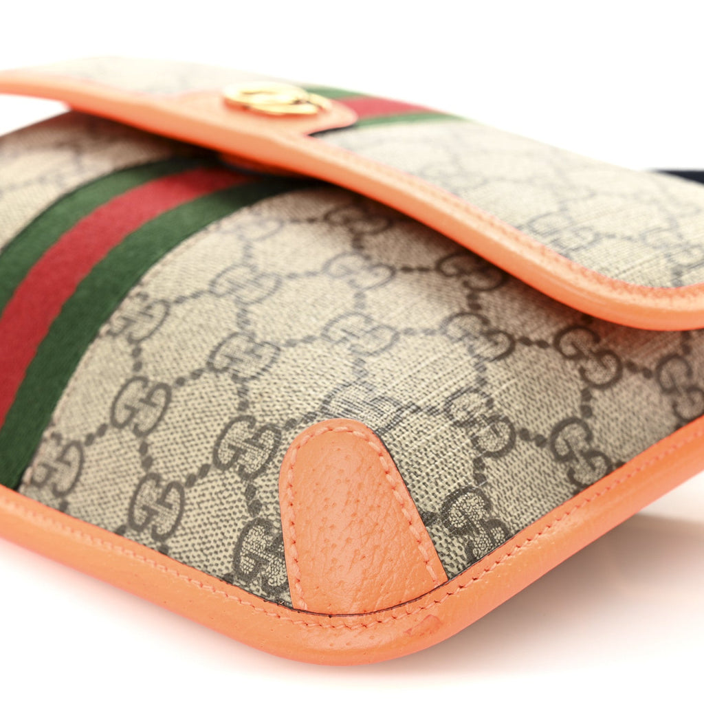 GG Supreme Monogram Web Small Ophidia Belt Bag Beige Ebony Orange Fluo product image 10, provided for visual reference and