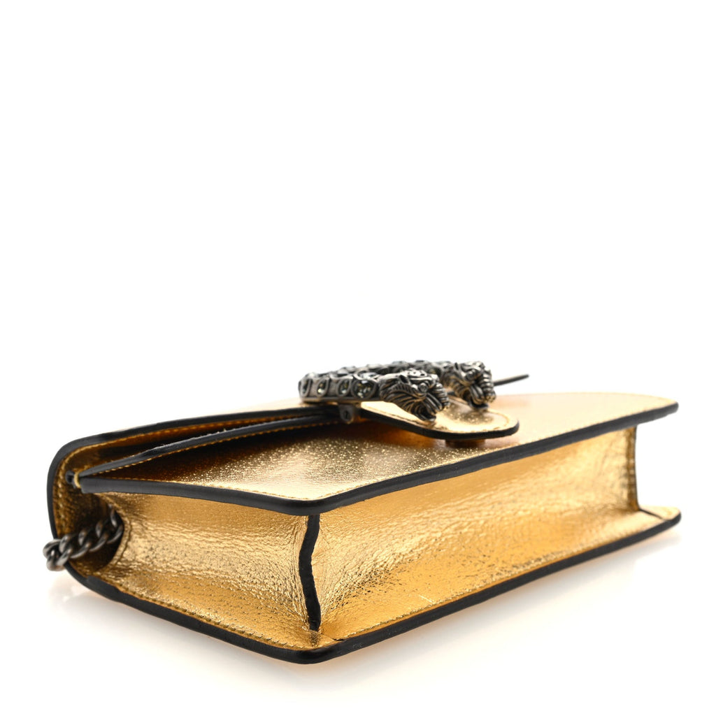 Metallic Calfskin Super Mini Dionysus Shoulder Bag Gold product image 4, provided for visual reference and product detail