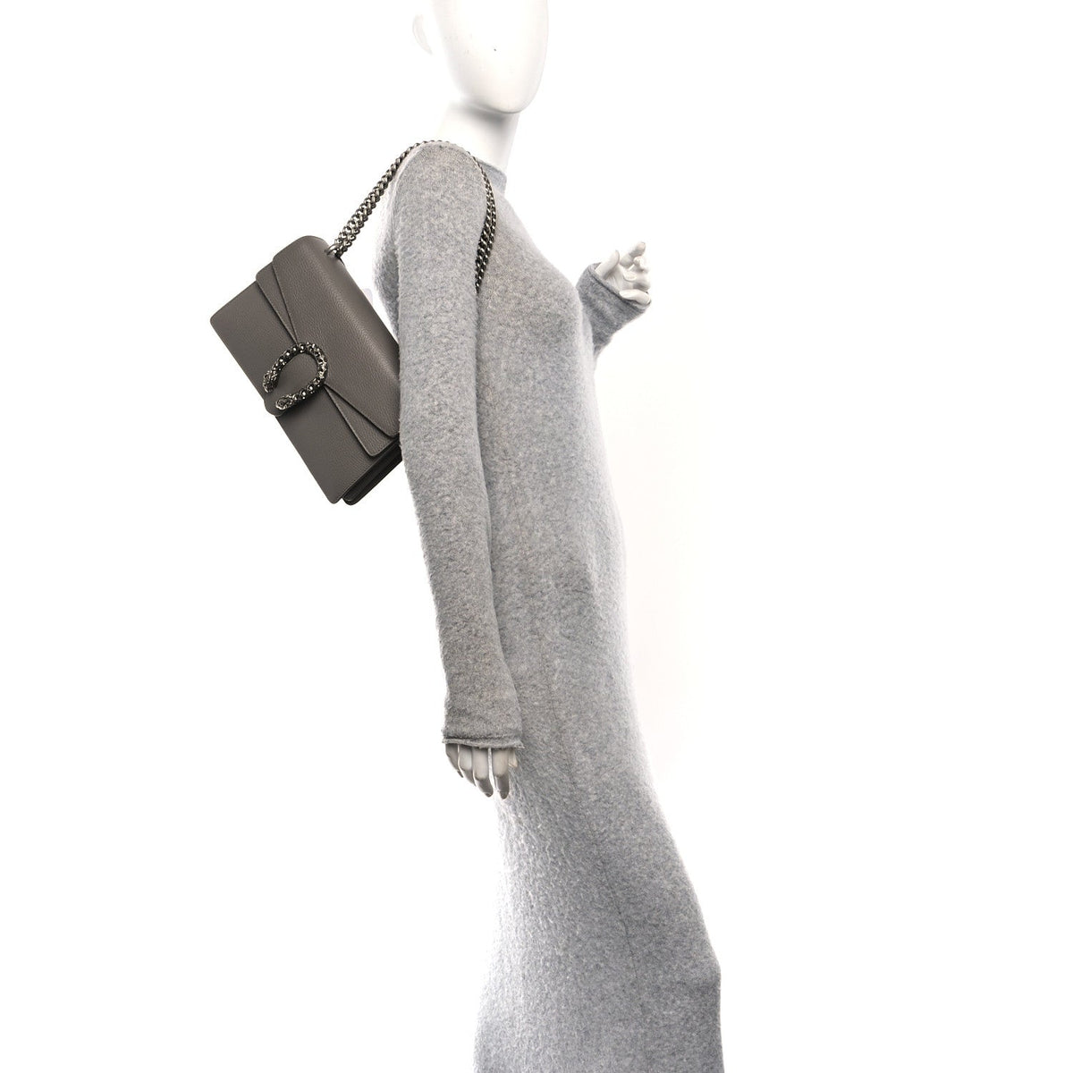 Pebbled Calfskin Small Dionysus Shoulder Bag Dusty Grey product image 2, provided for visual reference and product detail
