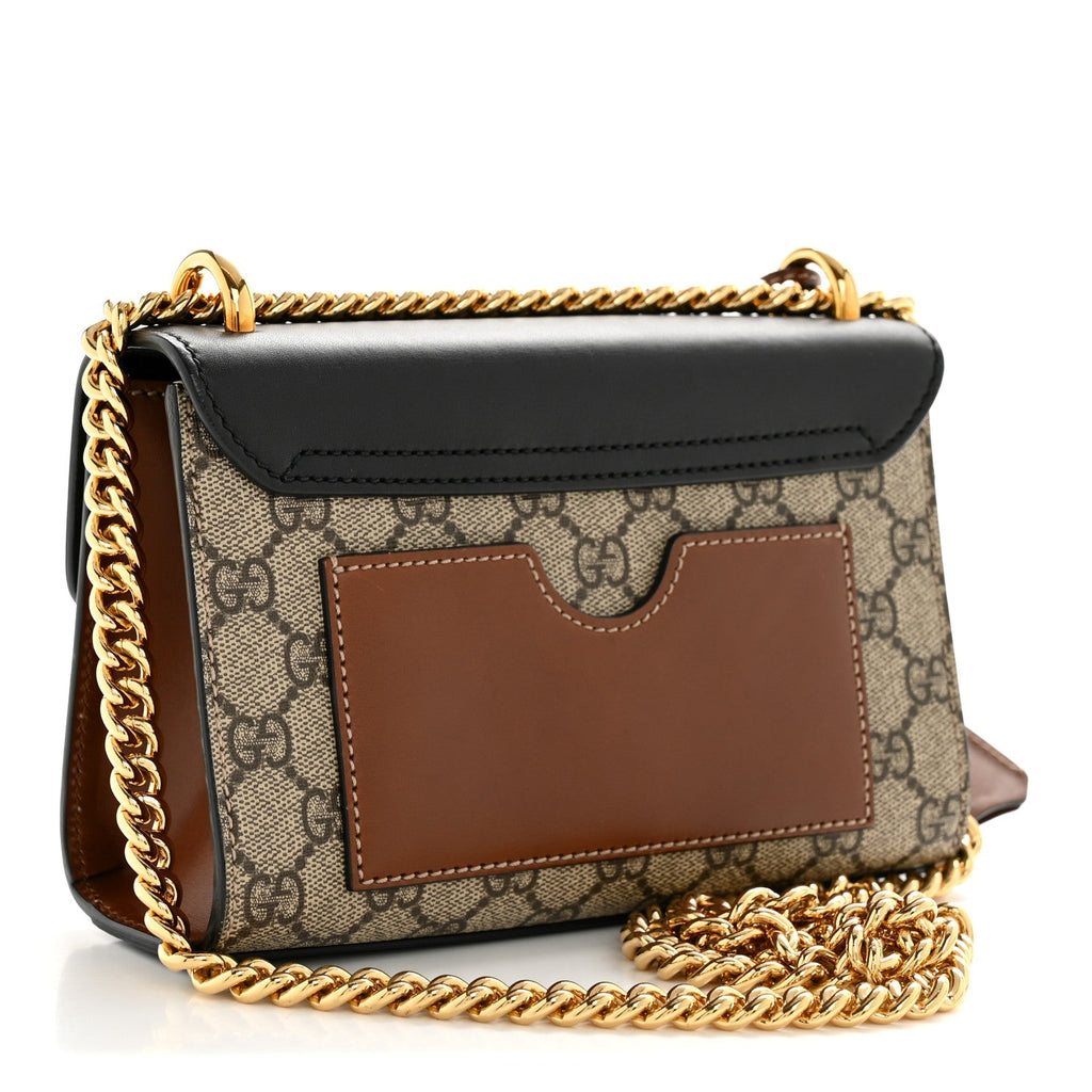 GG Supreme Monogram Calfskin Small Padlock Shoulder Bag Beige Black Cuir product image 3, provided for visual reference and