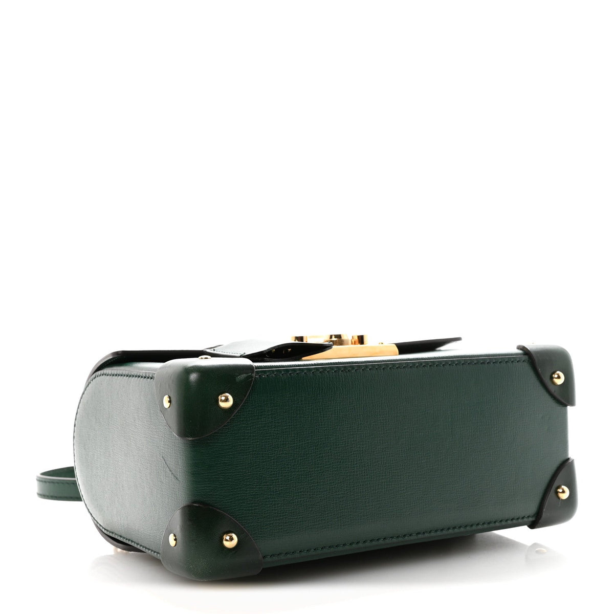 Azalea Calfskin Small Padlock Bamboo Shoulder Bag Vintage Green product image 4, provided for visual reference and product