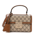 GG Supreme Monogram Small Padlock Top Handle Shoulder Bag Beige Ebony Dark Brown product image 1, provided for visual