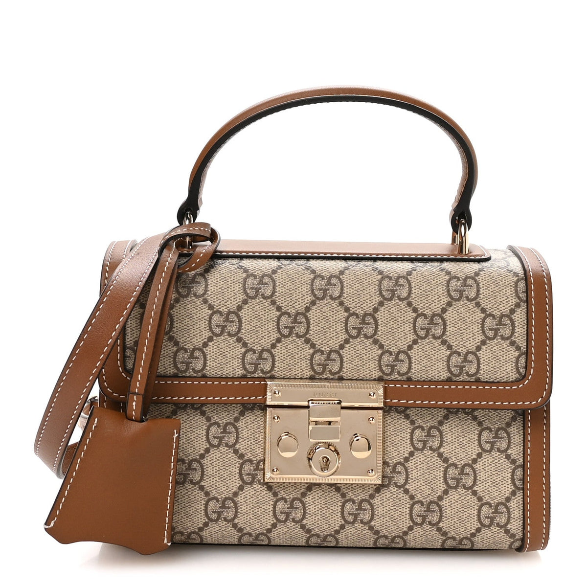 GG Supreme Monogram Small Padlock Top Handle Shoulder Bag Beige Ebony Dark Brown product image 1, provided for visual