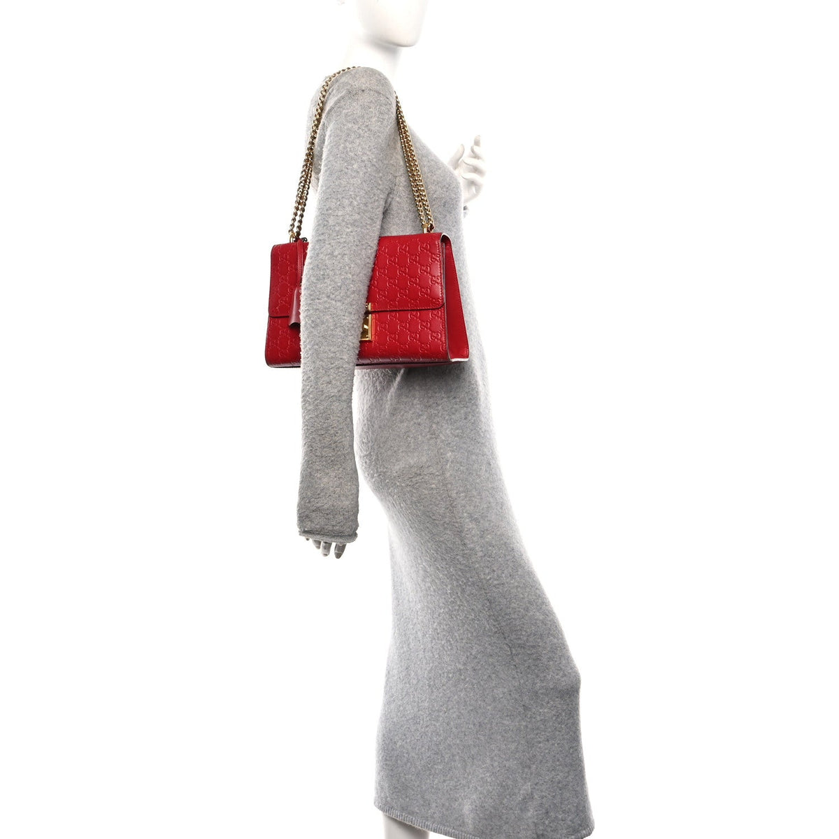 Guccissima Medium Padlock Shoulder Bag Hibiscus Red product image 2, provided for visual reference and product detail review