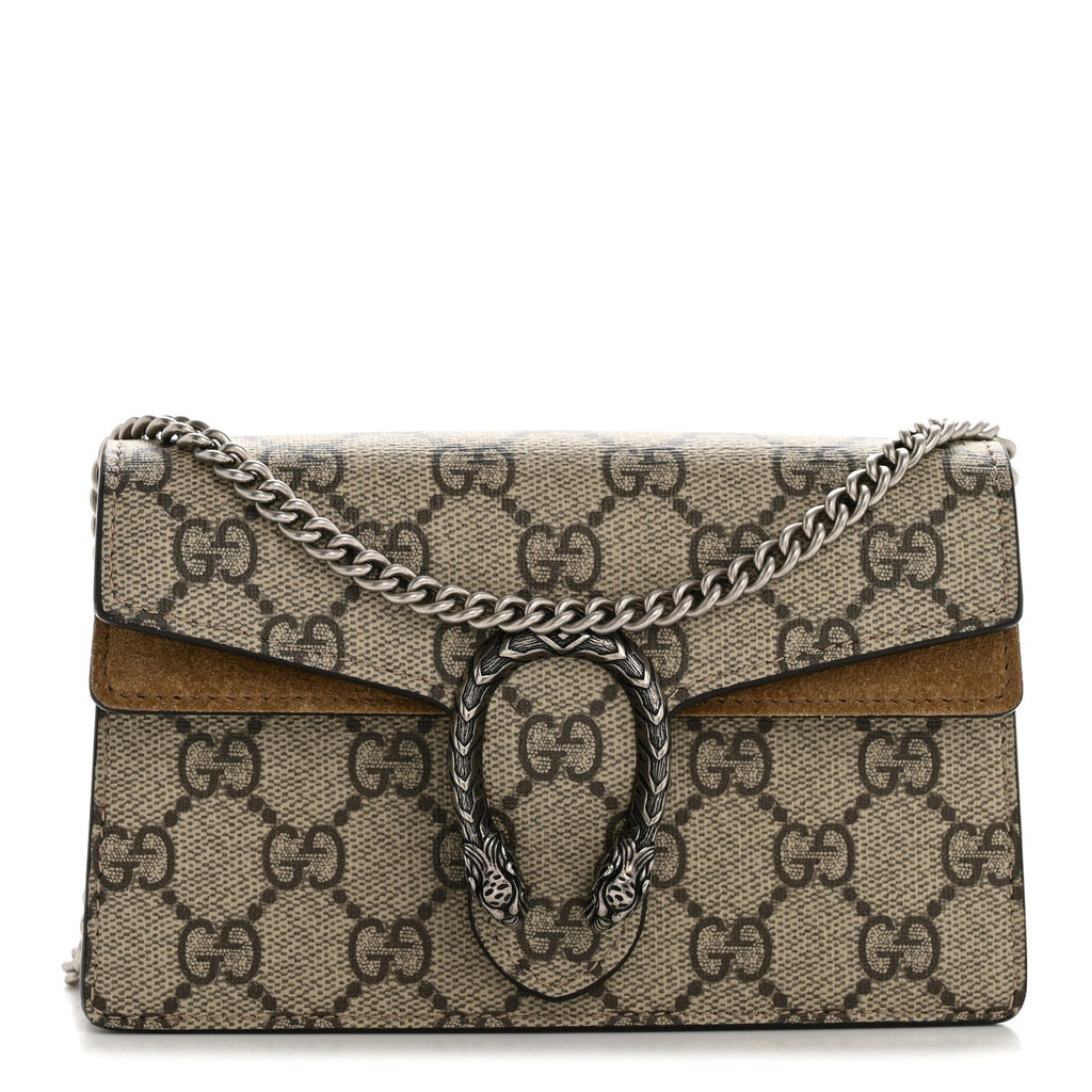 GG Supreme Monogram Super Mini Dionysus Shoulder Bag Taupe product image 1, provided for visual reference and product detail