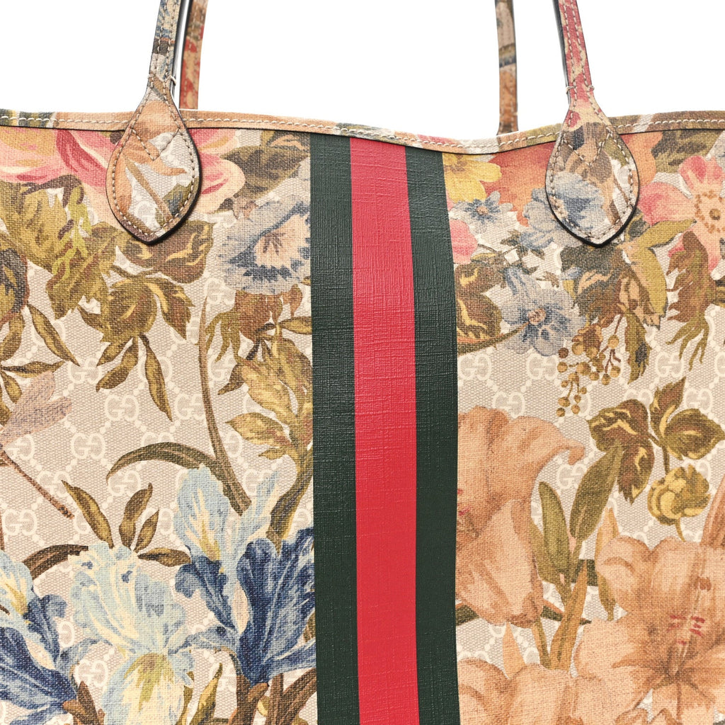 GG Supreme Monogram Water Flora Web Large Ophidia Tote Beige White Multicolor product image 8, provided for visual reference