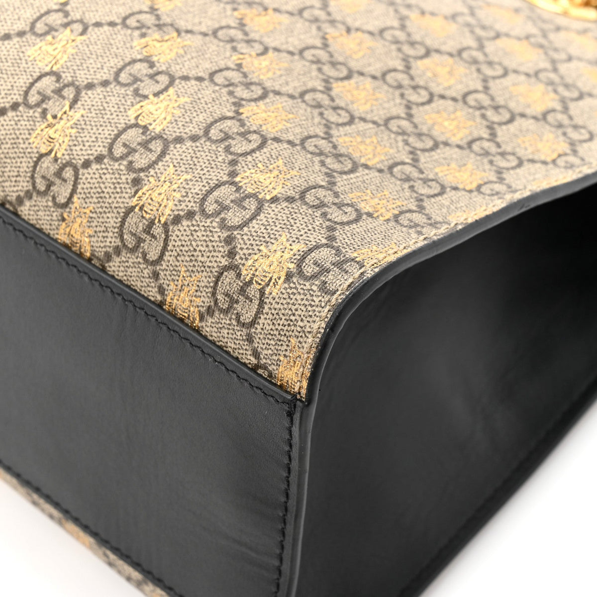 GG Supreme Monogram Bees Medium Padlock Tote Beige Oro Black product image 9, provided for visual reference and product