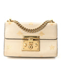 Grained Calfskin Bee Star Small Padlock Shoulder Bag White product image 1, provided for visual reference and product detail
