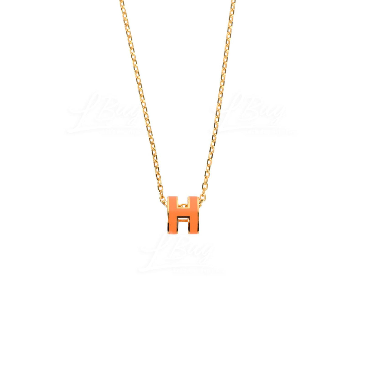 Hermes Mini Pop Orange 18K Gold Necklace product image 2, provided for visual reference and product detail review