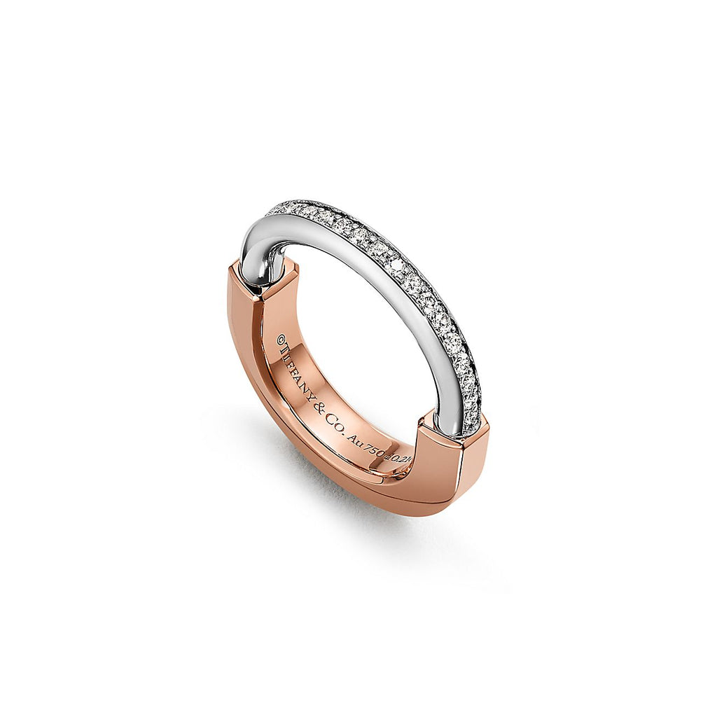 Tiffany Lock Diamond 18K Rose Gold Ring product image 2, provided for visual reference and product detail review