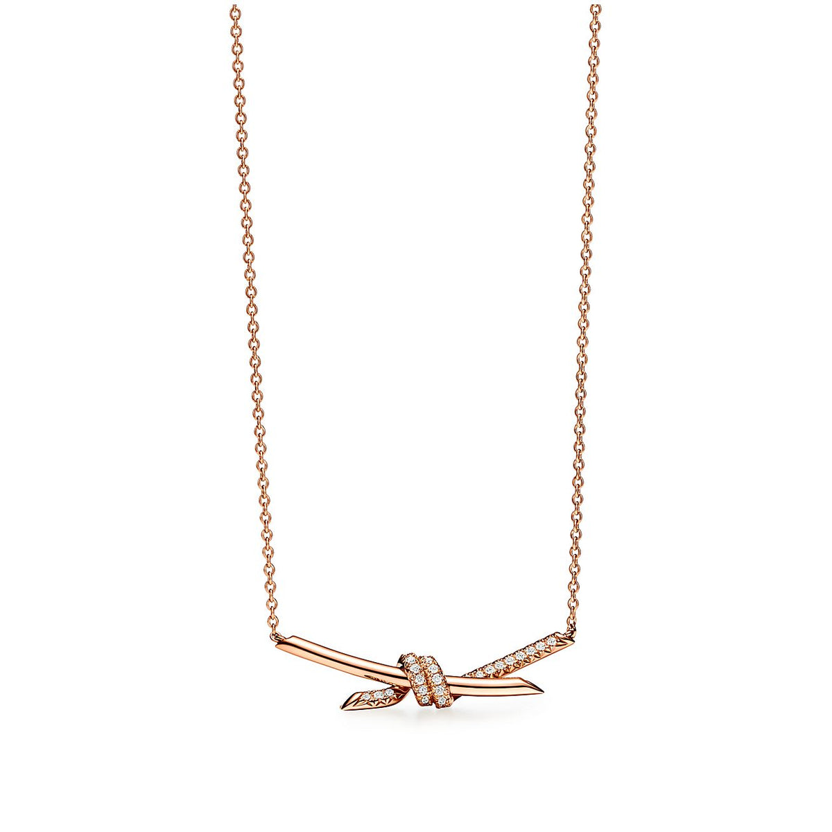 Tiffany Knot Pendant Diamond 18K Gold Necklace product image 1, provided for visual reference and product detail review