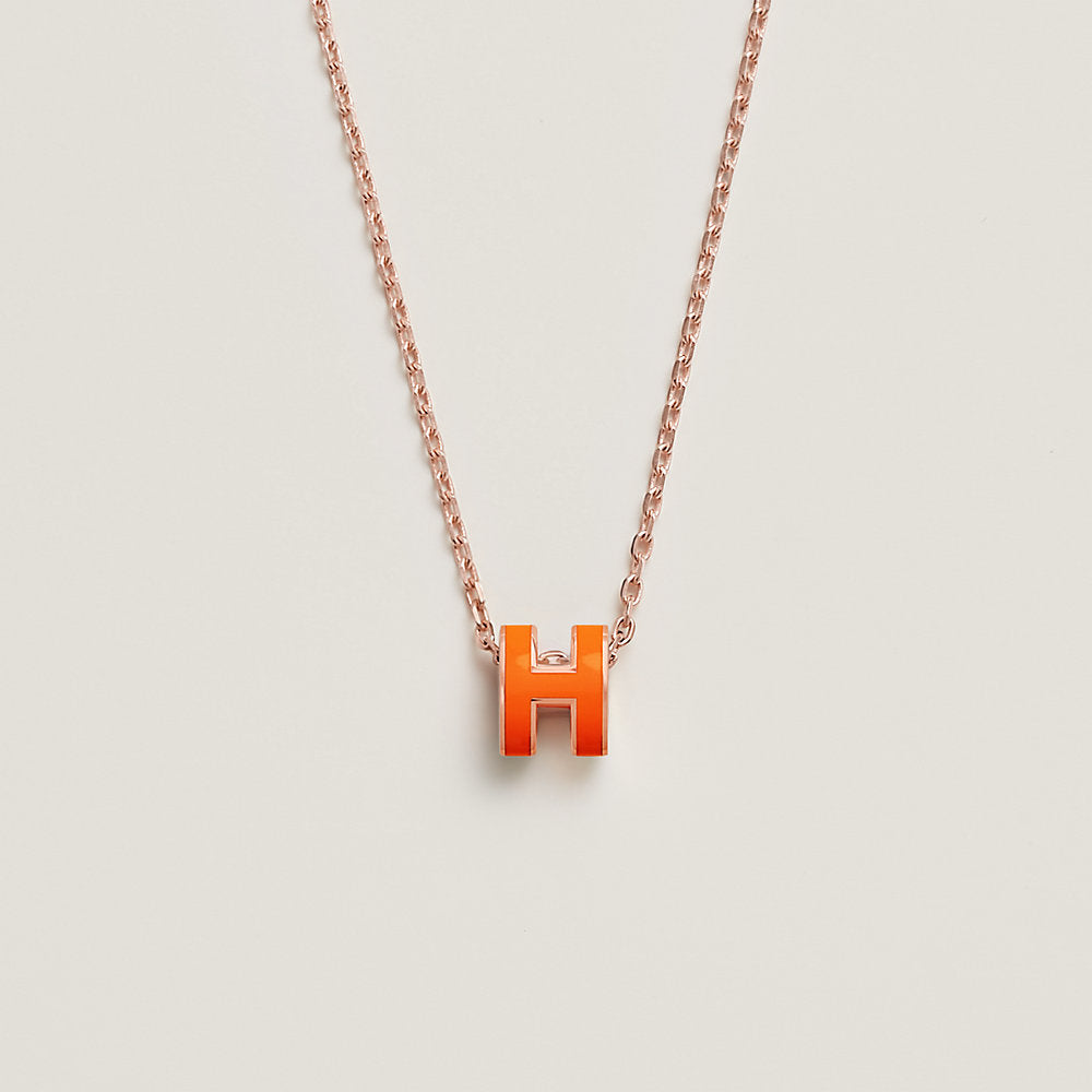 Hermes Mini Pop Orange 18K Gold Necklace product image 3, provided for visual reference and product detail review