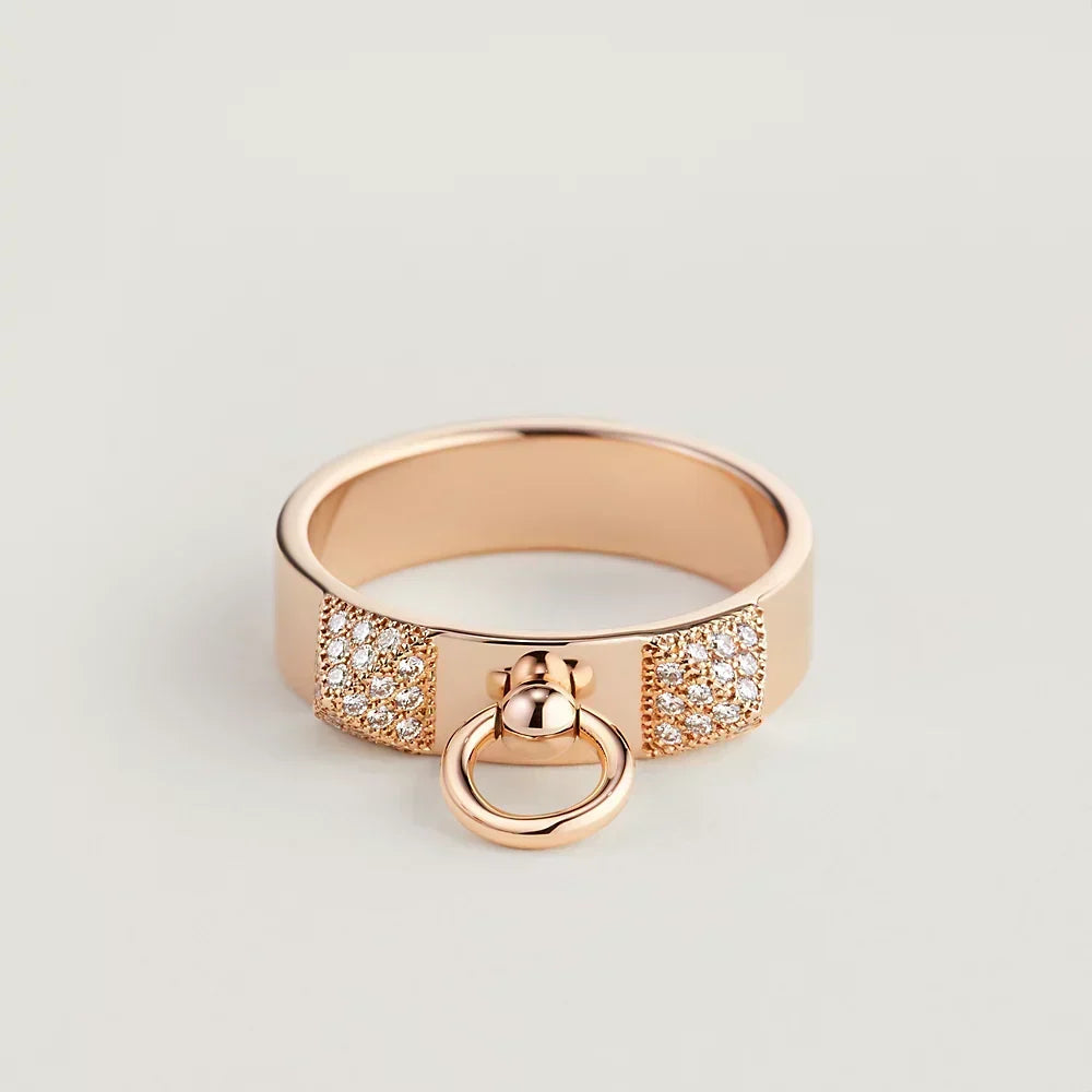 Hermes Collier De Chien Lock Diamonds 18K Gold Ring product image 1, provided for visual reference and product detail review