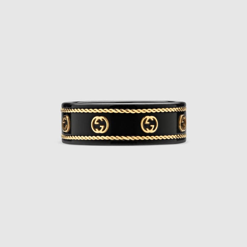 Gucci Double Interlocking Gucci Icon Black Corundum 18K Gold Ring product image 2, provided for visual reference and product