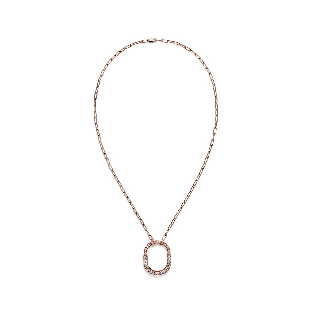 Tiffany Lock Pendant Pave Diamonds 18K Gold Necklace product image 3, provided for visual reference and product detail review