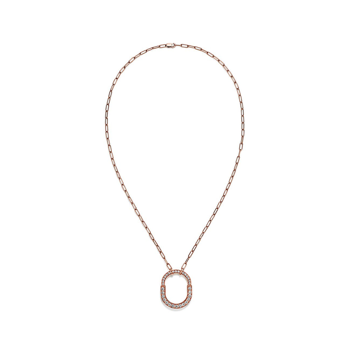 Tiffany Lock Pendant Pave Diamonds 18K Gold Necklace product image 3, provided for visual reference and product detail review