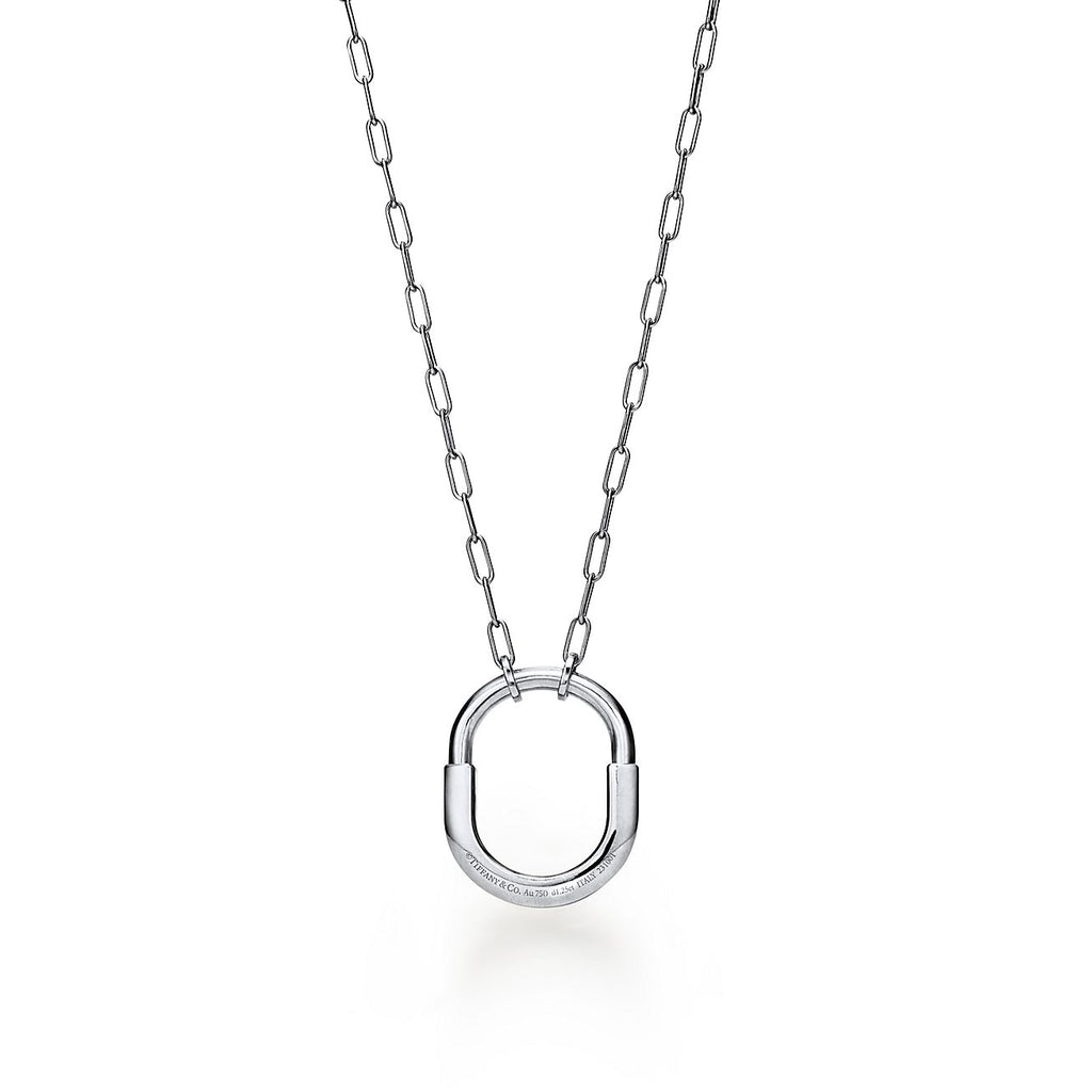 Tiffany Lock Pendant Pave Diamonds 18K Gold Necklace product image 4, provided for visual reference and product detail review