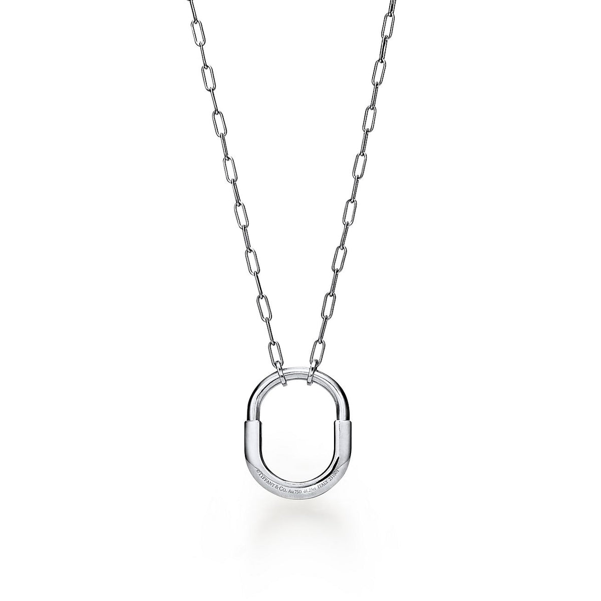 Tiffany Lock Pendant Pave Diamonds 18K Gold Necklace product image 4, provided for visual reference and product detail review