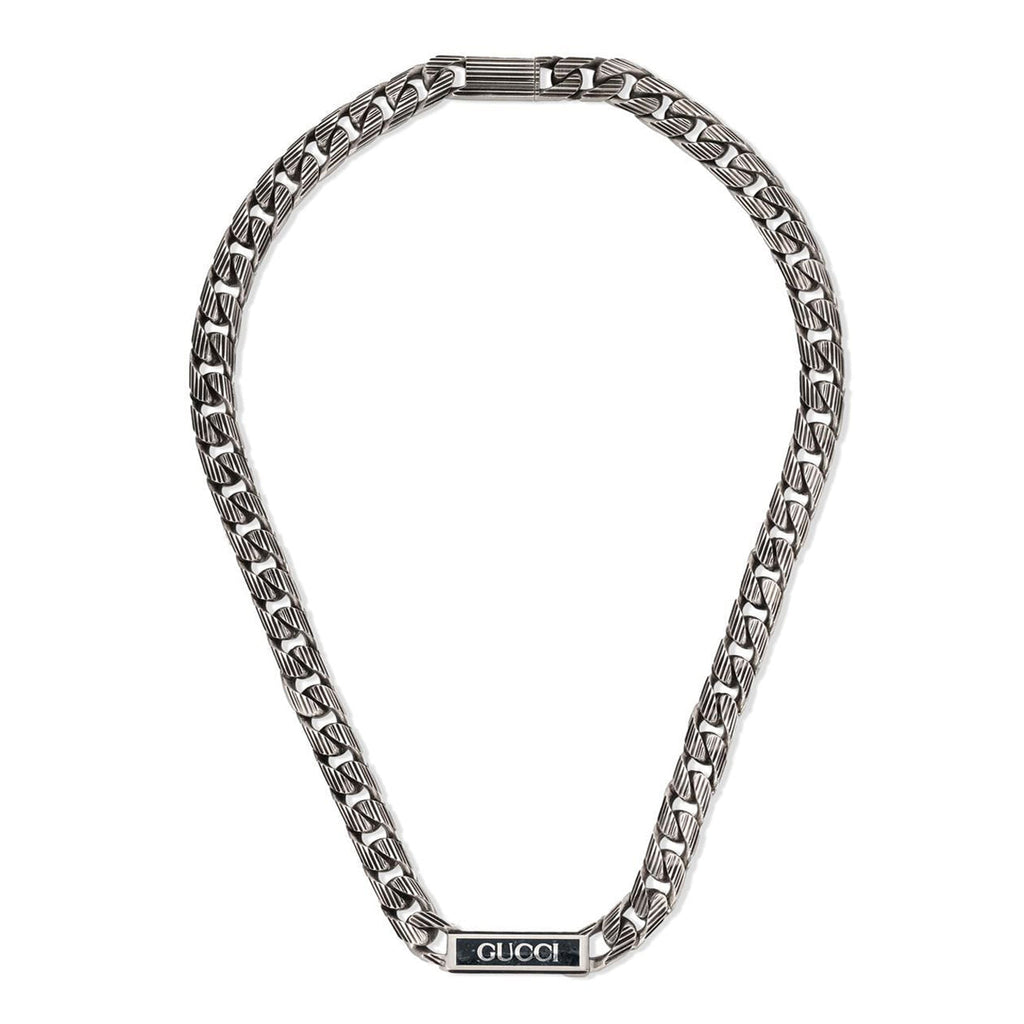 Double Gucci Logo Enamel Chain Necklace product image 1, provided for visual reference and product detail review
