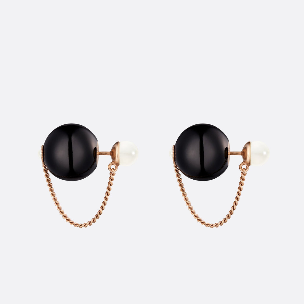 Dior Tribales Black Resin Pearl 18K Gold Earrings product image 3, provided for visual reference and product detail review