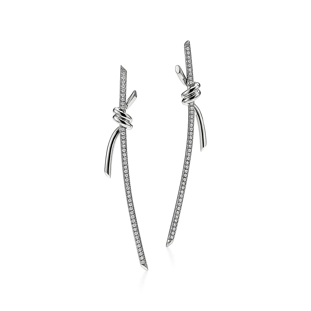 Tiffany Knot Drop Diamonds 18K Gold Earrings product image 1, provided for visual reference and product detail review
