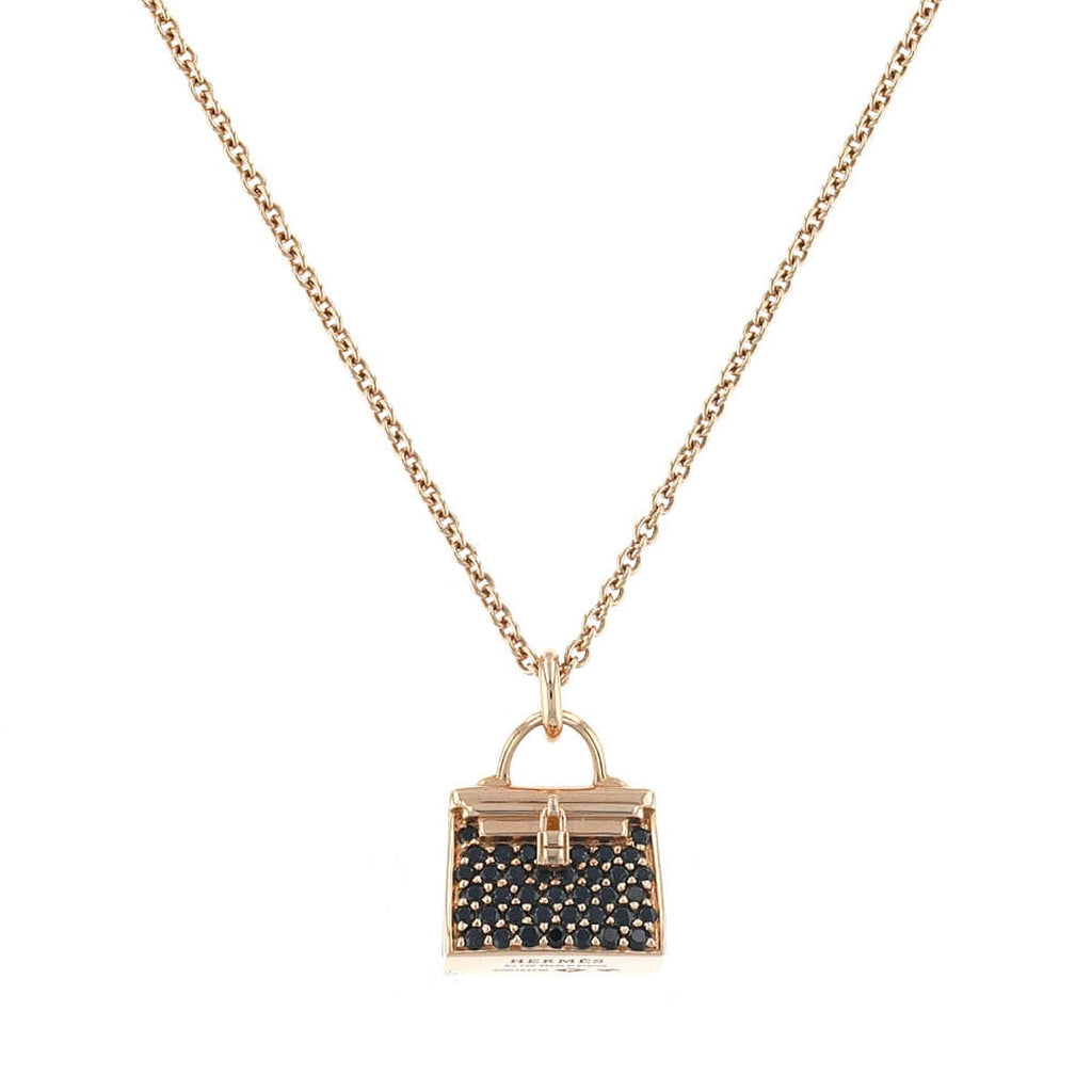 Hermes Amulettes Kelly Black Diamonds 18K Gold Necklace product image 1, provided for visual reference and product detail