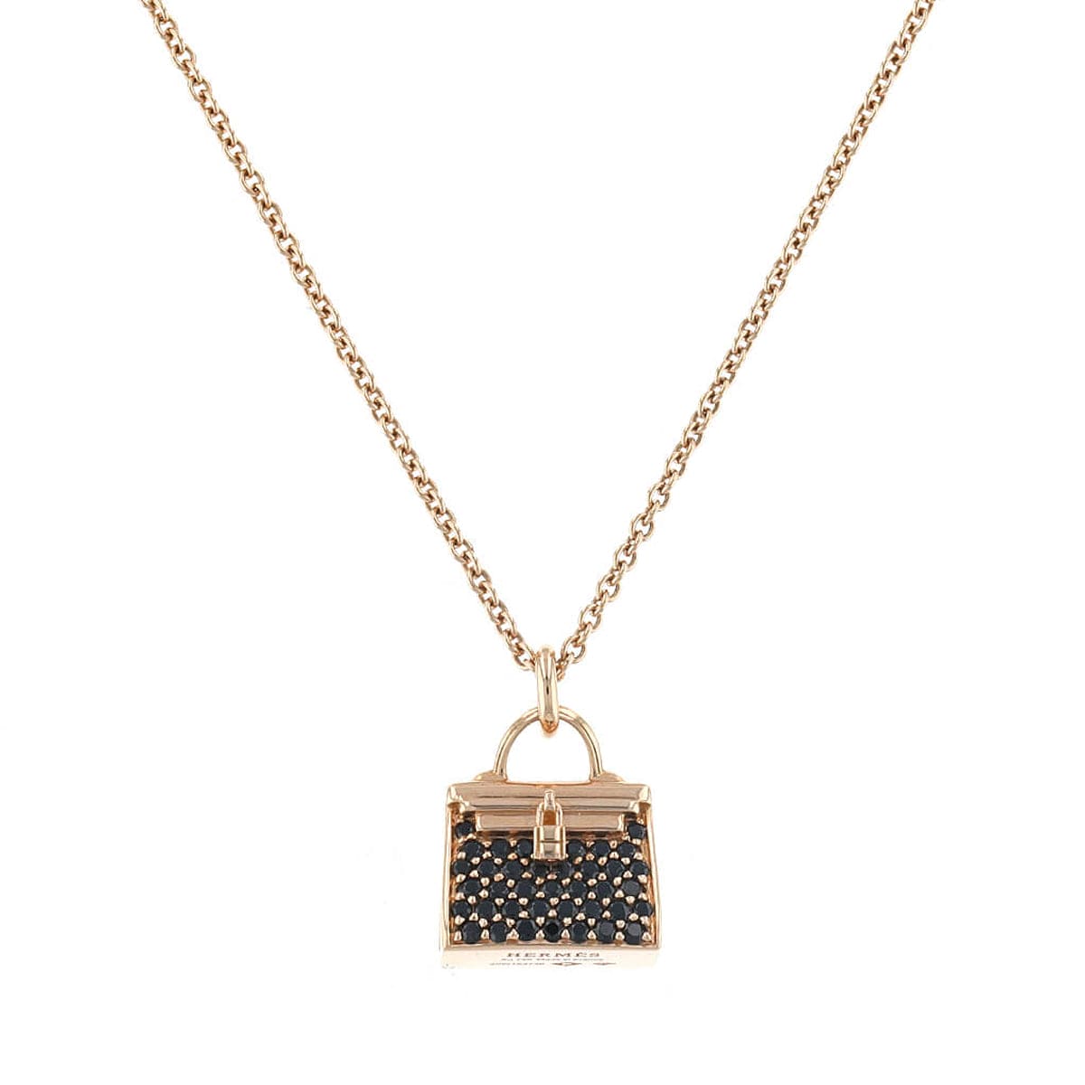 Hermes Amulettes Kelly Black Diamonds 18K Gold Necklace product image 1, provided for visual reference and product detail