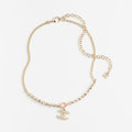 Chanel Pink Crystal 18K Gold Necklace product image 1, provided for visual reference and product detail review