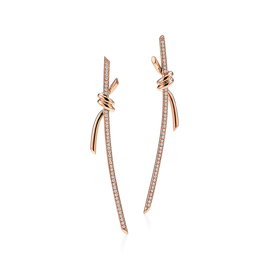 Tiffany Knot Drop Diamonds 18K Gold Earrings product image 1, provided for visual reference and product detail review