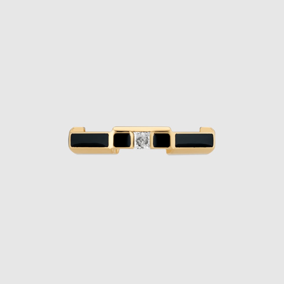 Gucci Double Link To Love Enamel And Diamond 18K Gold Ring product image 3, provided for visual reference and product detail