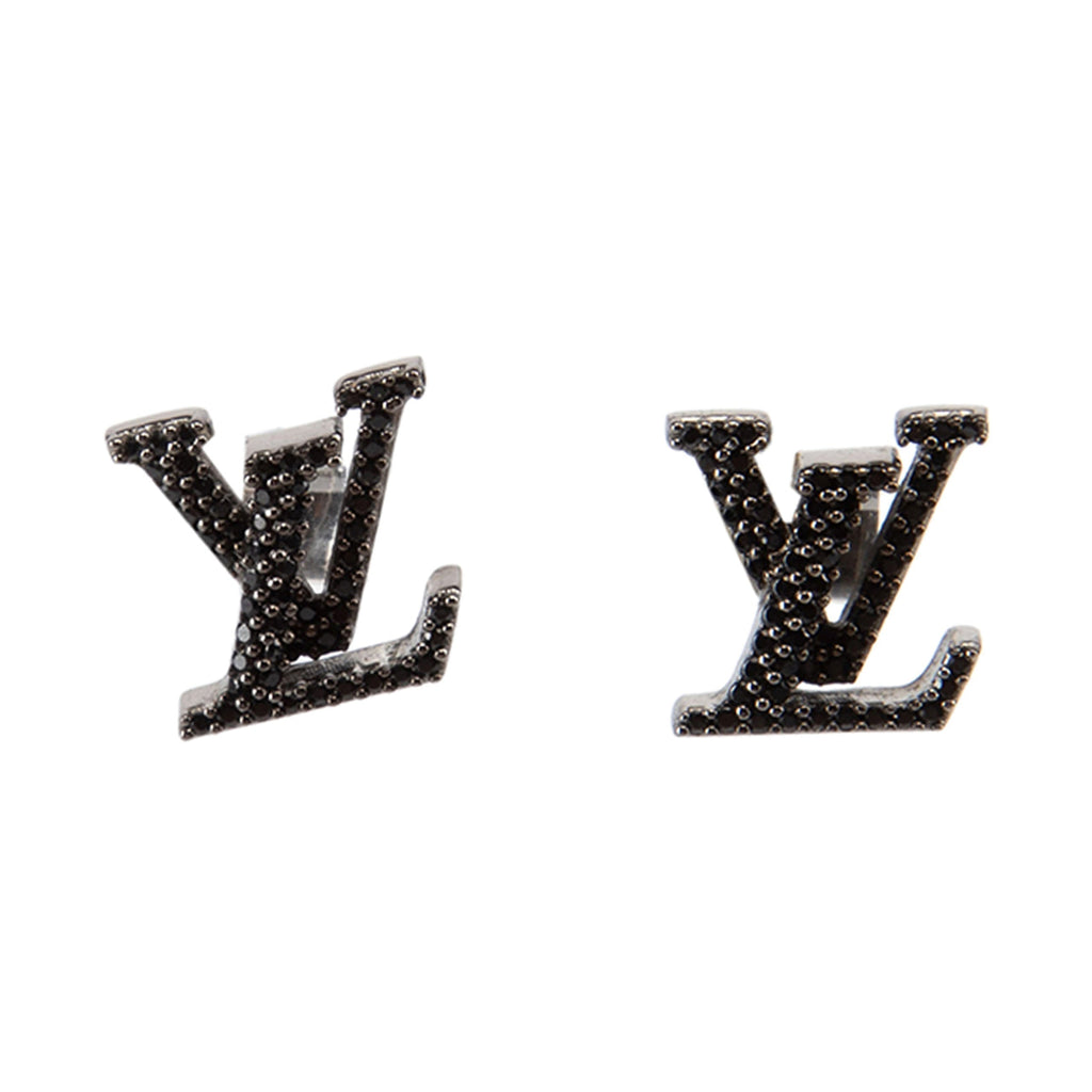 Louis Vuitton Iconic Black Crystal Stud 18K Gold Earrings product image 1, provided for visual reference and product detail