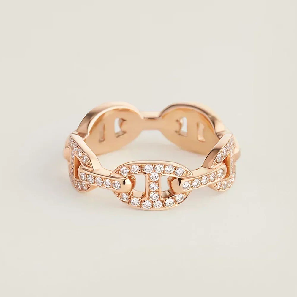 Hermes Chaine D'Ancre Enchainee Diamond 18K Gold Ring product image 1, provided for visual reference and product detail