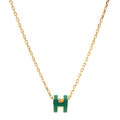 Hermes Mini Pop Green 18K Gold Necklace product image 1, provided for visual reference and product detail review