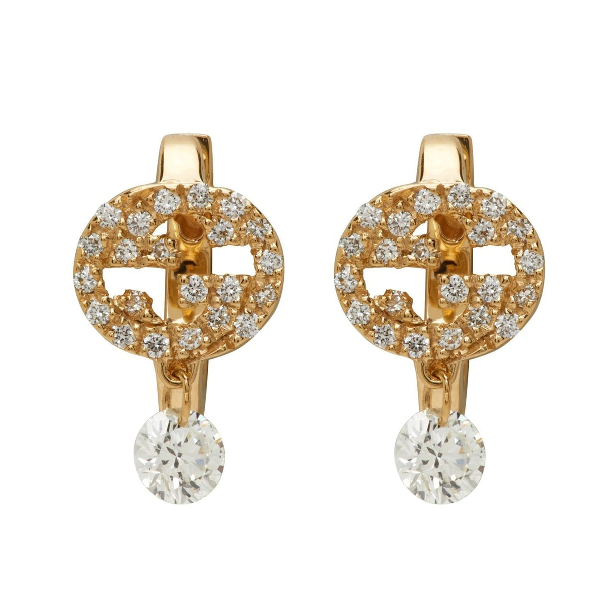 Gucci Double Interlocking Gucci Diamond 18K Gold Earrings product image 1, provided for visual reference and product detail